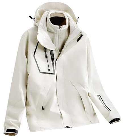 Sobzia Wintermantel Damen,Skijacke Damen 48 3 in 1 Warm Grosse Grössen Funktionsjacke Wanderjacke Schwarz Wasserdicht Anorak Winter Skijacke Outdoor Reduziert Snowboardjacke Wintermantel