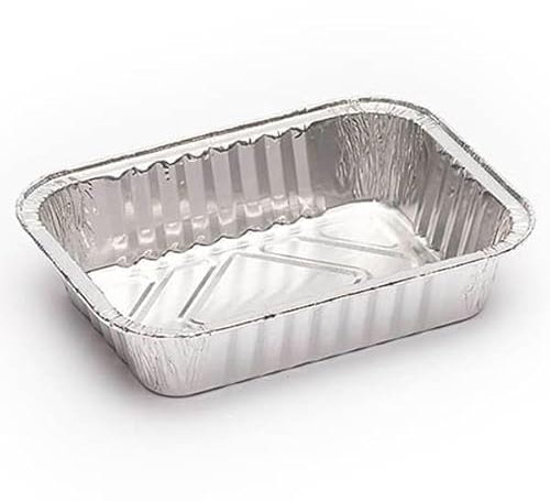 Monouso | 100 Bandejas de Aluminio Desechable, 13,6x11,6cm, 360ml, Repostería, Comida, Apto para Horno, Microondas, Resistentes, Barbacoa, Parrilla, Picnic