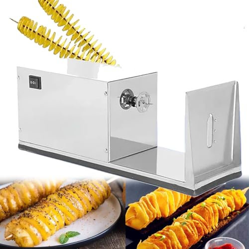 WhAeoy Affettatrice Elettrica A Spirale per Patate, Macchina Elettrica per Patate in Acciaio Inossidabile, per Uso Domestico E Commerciale, Fogli Uniformi (Spessore 1,5~2 Mm),A