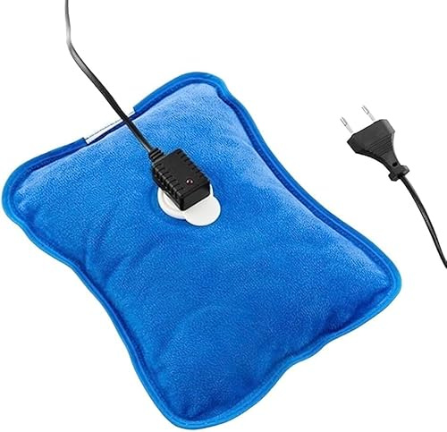 Wärmflasche, elektrisch, wiederaufladbar, Wärmflasche, Warmwasser, ideal zur schnellen Linderung von Rückenschmerzen und Menstruationsbeschwerden – 75 ºC – 600 W – Blau