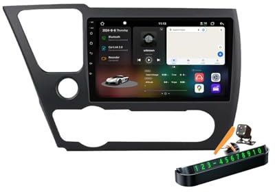YLOXFW M6 pro2, Android 14.0 Coche Radio 2 DIN Estéreo para Civic 2013-2016 GPS Sat Navi 9''Cartablet Multimedia Vídeo Reproductor BT FM Receptor con Carplay 4G 5G WiFi DSP SWC