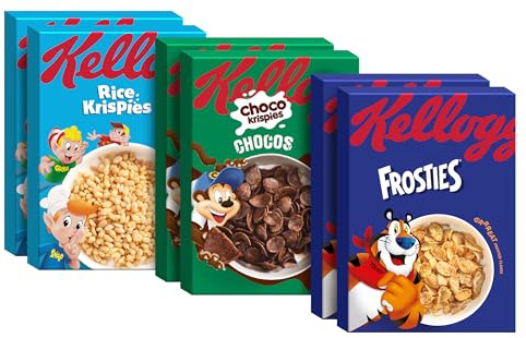 Kellogg’s Cerealien & Cornflakes Mix – je 2x Kellogg's Choco Krispies Chocos, Frosties & Rice Krispies – ohne künstliche Farb- und Aromastoffe