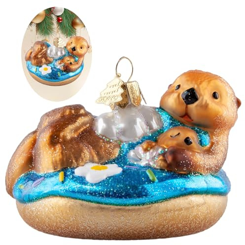 HZYC Seeotter-Weihnachtsbaumschmuck,Handgeblasenes Glas-Weihnachtsschmuck