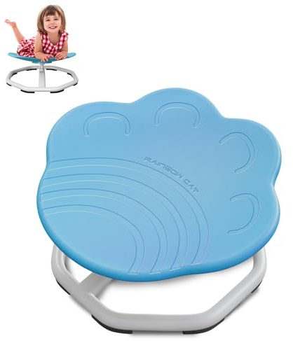 OCPO HOME Silla Giratoria Sensorial para Niños, Carrusel Autista Niños, Sensorial Giratoria Autismo, Asiento Giratorio de 360°, Coordinación y Equilibrio Físico (Pata de Gato, Azul)
