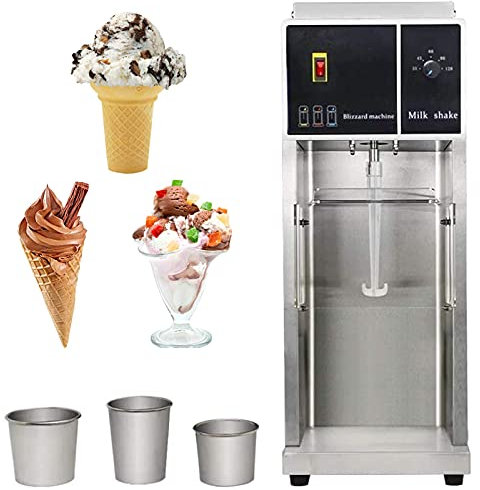 Home Accessories 500W Commercial Ice Cream Maker Machine with 3 Cups - Stainless Steel Chill Drink Mixer for Delicious Frozen Yoghurt, Sorbe