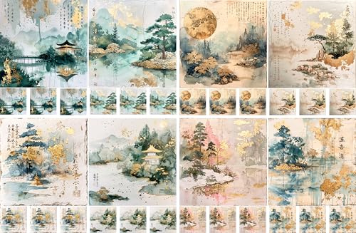 Japanisches Reispapier im Vintage-Stil, 29 x 29 cm, 8 x Decoupage-Aquarell-Designs für Collage, Kartenherstellung und Basteln, Decoupage von CRAFT KREATIVELY