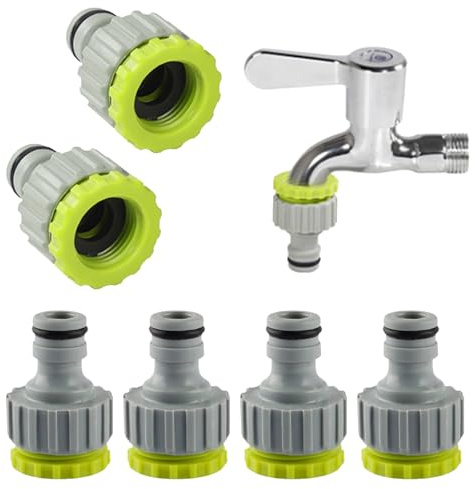 6 Piezas Adaptador Manguera Grifo,Conector Manguera de 1/2 y 3/4 Pulgadas,Adaptador Grifo Cocina Mangueras de Plástico Resistente,2 en 1 Roscado Conector de Grifo de Jardín Conexión Rápida Fácil