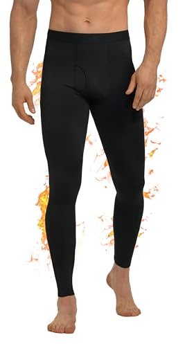 YESWEL Caleçon Long Thermique pour Hommes avec Ouverture, Confort Chaud, Idéal pour Le Ski Hivernal (Noir, M)