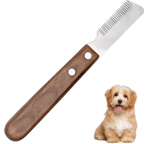 Hundebürsten für die Fellpflege, Abisolierwerkzeug, Abisolierkamm für Border Terrier und andere Rassen, tragbarer ergonomischer Holzgriff rechts