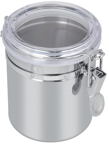 EBTOOLS Tanister del caffè in Acciaio Inossidabile con Coperchio Acrilico - Barattolo Versatile per Alimenti per tè, Zucchero e Latte in Polvere (A 10 * 11 cm)