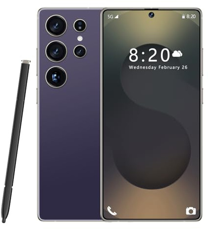 Smartphone S25 Ultra Pro 5G – 16 Go RAM, 1 To ROM | Écran HD AMOLED 7,3 144 Hz | 108 Mpx principal, 72 Mpx ultra grand-angle | Snapdragon 8 Gen 3 | 8 000 mAh | Android 14 | Débloqué,Purple-1TB
