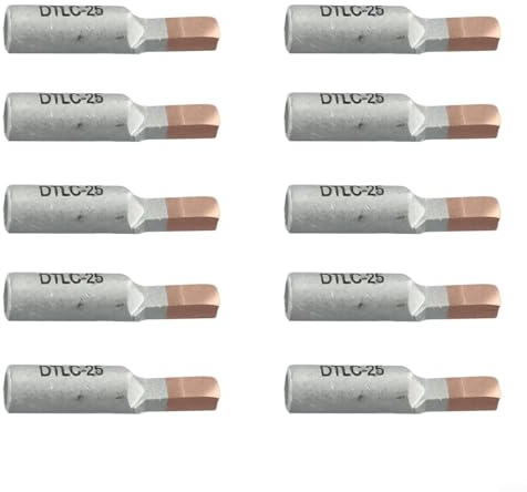 DTLC Wire Terminal Cable Lugs 10mm² 16mm² 25mm² Copper Aluminum Wiring Connectors for Circuit Breaker Accessories, Easy Install Electric Power Fittings, 10pcs(DTLC-25)
