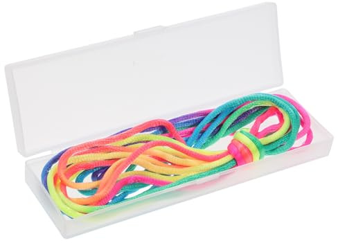 TOBBOMEY Cats Cradle String with Rainbow Colored Finger Ropes Interactive Hand Game for Cooperative Concentration Training Rope Game Storage Box