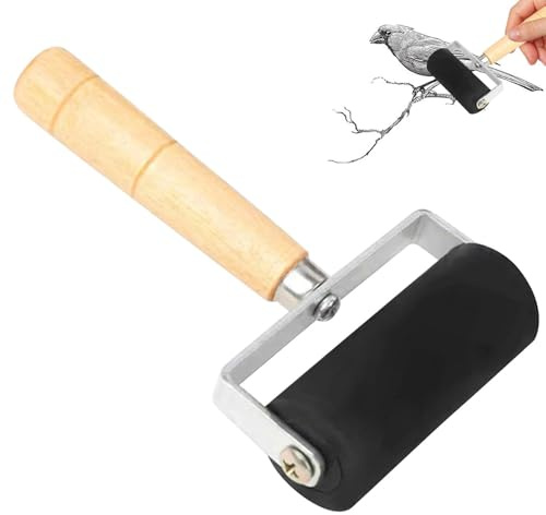 Rullo Di Per Incisione | Brayer Per Inchiostro Con Manico In Legno Per Timbratura, Scrapbooking E Progetti Artigianali | Applicatore Di Inchiostro Liscio Per Carta, Carta Da Parati E Strumento D