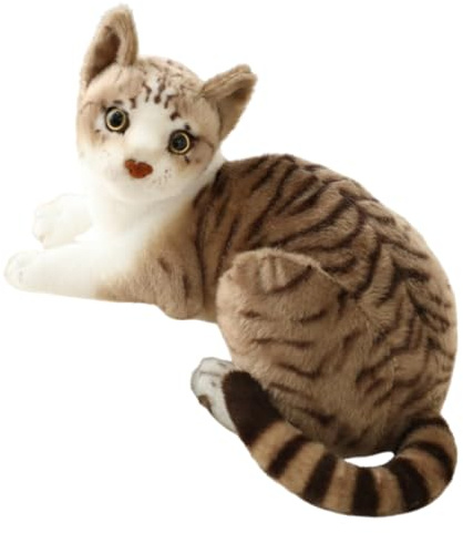 Xiyocadt Katze Kuscheltier, PlüSchtier Katze, Siamkatzen, Tabbykatzen. AußErgewöHnlich Flauschig Und Weich Im Griff, FüR Jungen Und MäDchen GleichermaßEn Geeignet. (26cm,Tabby-A)