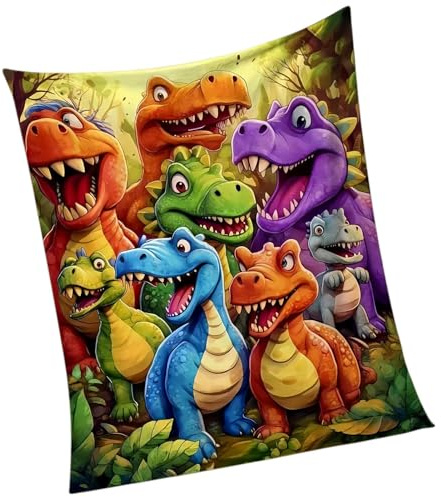 Niedliche Flanelldecke Mit Dinosaurier-Aufdruck, Mit Leichtem, Atmungsaktivem Stoff, 200 X 150 Cm, Fleece-Sherpa-Decke Mit Dinosaurier-Aufdruck, Bunte Mikrofaser-Steppdecke Ohne Überwurf, Ultraweiches