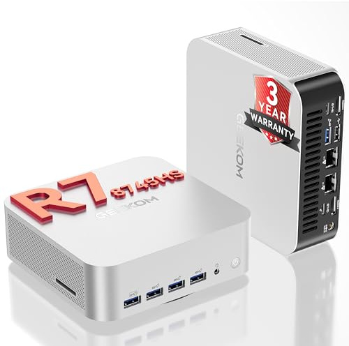 GEEKOM A8 Max Mini PC (Windows 11 Pro),with AMD Ryzen 7 8745HS (Beat 7840hs,255),1TB PCIe SSD, DDR5 16GB RAM(Up to 128GB),4K@120Hz Quad Display/USB4 (40Gbps) /8×USB/Dual HDMI for Gaming/Video Editing
