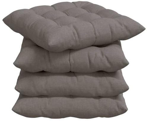 vidaXL Cojines para Asiento 2 pcs Taupé 40 x 40 x 6 cm Tela, Decoración para Sala, Cojines cómodos, Almohadas cuadradas, Fundas Removibles, Textiles Peludos