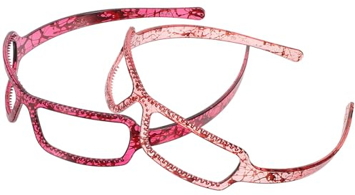 Serrage-tête Lunettes Artistiques en Pc, Lot de 2, pour Femmes | Design Simulé de Lunettes, Usage Quotidien et Coiffage, Confortable à Porter, Accessoire