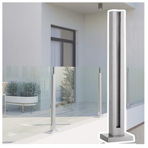 1 ringhiera in vetro argentato per vetro da 10-12 mm, altezza 60-140 cm, acciaio inossidabile 304 Staise il Baluster, Mid/Corner/End Post, finitura grigia con gomma rts