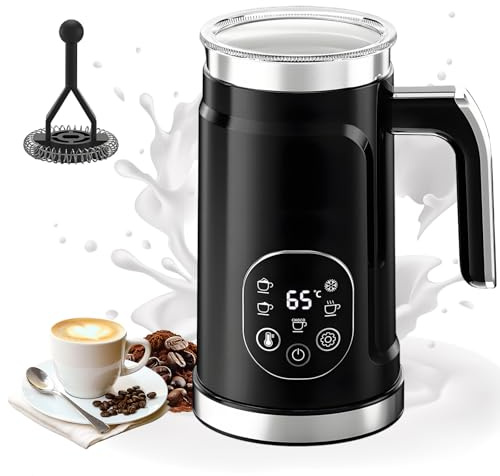 Milk Frother Electric 5-in-1, 300ml Automatic Milk Steamer and Heater, Hot & Cold Foam Maker with Touch Control, Quiet Milk Foamer for Latte Cappuccino Coffee Chocolate, Easy to Clean