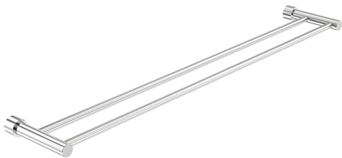Handdukshållare, dubbelt badrum handduksstång tillverkad av 304 rostfritt stål borstat diskhanddukshållare, 80 cm, tvåarmad handduksstång, borrinstallation, badhanddukshållare för duschvägg, badrum