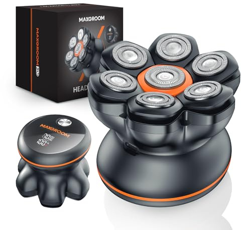 MAXGROOM 7D Rasoio Testa Calva 2 Velocità 7000RPM & 6600RPM, 2026 Rasoio Elettrico Capelli Uomo Rasa Capelli Uomo a Zero Assoluto, Shaver Capelli, Regalo per Papà e Marito (Grigio)