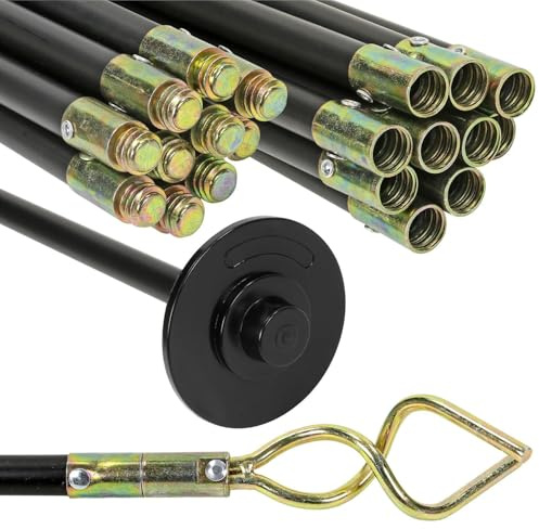 LIVHOME 12 Piece Drain Rods Set for Professional Drain Cleaning, 9.2M Flexible Drain Unblocker for Home and Commercial Use, Heavy Duty Plunger and Worm Screw Included, Durable and Reliable Drain Clean