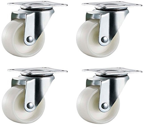 Qty. 4 x 50mm Nylon Swivel Castors - Furniture, Appliance & Equipment Small Wheels by Bulldog Castors - Max 110Kg Per Set
