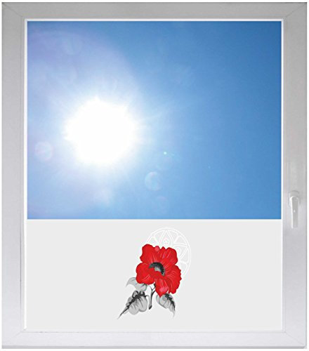 INDIGOS UG - Fensterfolie Blickdicht Rose Pflanze Blume - 800x500mm - Sonnenschutzfolie Fenster - Sichtschutzfolie Fenster Bad, Küche, Fenster, Milchglasfolie