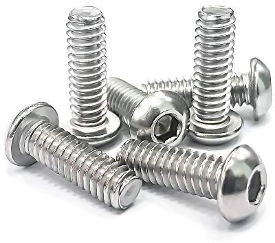 1/4-20 x 1 Button Head Socket Cap Bolts Screws, 304 Stainless Steel 18-8, Allen Hex Drive, Bright Finish, Fully Machine Thread, Pack of 50