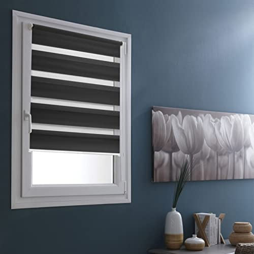 MADECOSTORE Store Enrouleur Jour Nuit Basique - Gris Anthracite - L45 x H100cm