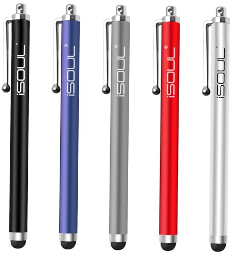 iSOUL Multi-color Set 5-Pack Stylus touch Pen aluminum Kapazitive touch screen Stift für iPhone, iPad Mini, Air, Pro, Samsung Galaxy, Huawei, Note, Tablet, Nexus, OnePlus Schwarz Gold Grün Orange Blau