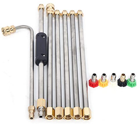 TFCFL Brass Gutter Cleaning Tool Pressure Washer - Extension Wands, Roof Cleaner Lance Nozzle - 4000 PSI 5 Nozzles, Window Washing Accessories, Power Washer (120°)