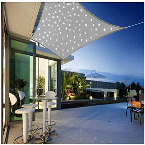Sonnensegel Rechteckig Mit Beleuchtung LED Licht, Sonnensegel Wasserdicht, Sonnenschutz Für Garten Oder Terrasse Luftdurchlässig Und Atmungsaktiv PES Polyester Windschutz,Grau,2.5X3m