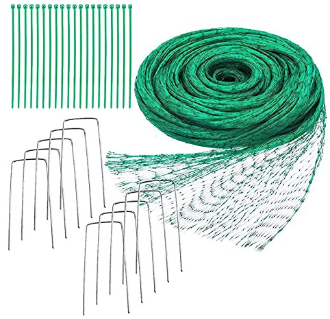4mx10m Gartennetz, Obstbaumnetz, Gartennetz, Teichnetz, Pool Netz, Vogelabwehr-Netz, Pflanzennetz Baumnetz Taubennetz mit 20 Kabelbinder und 10 U-förmige Erdanker