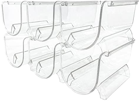 Sutekus 6 Pack Stackable Wine Rack Wine Holder Water Bottle Holder Plastic Counter Top Storage Organizer for Fridge, Cabinet, Pantry, Kitchen