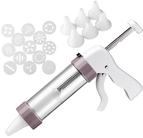 Cookie Press Gun Kit,Clear Tube Cookie Press Maker Machine,with Cookie Discs and nozzles for DIY Baking Biscuit Maker,Churro Maker,Cakes and Decoration
