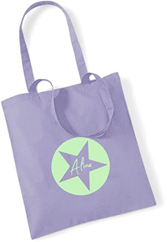 Stofftasche Stern personalisiert mit Namen | Bedruckter Jutebeutel Stoffbeutel für Kinder | Stern-Design mit Name für Schule, Kindergarten