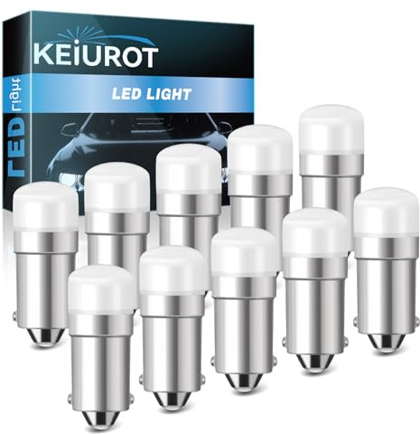 Keiurot 1895 Bulb 1893 Led Bulb 1815 1816 53 57 Bulb BA9S Led Bulb for Indicator Lights Car Dome Map Trunk License Plate Courtesy Step Light White DC/AC 12V, 10-Pack
