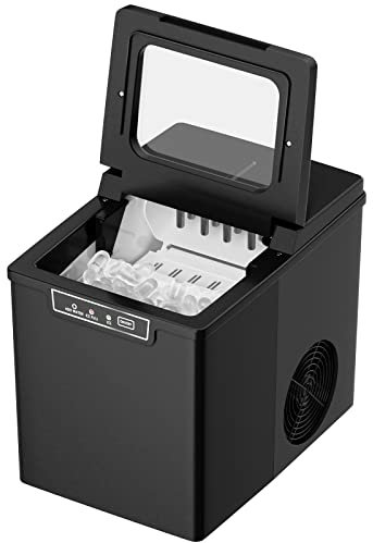 RELAX4LIFE Eiswürfelmaschine, Ice Maker mit Schaufel & Herausnehmbarer Eiskorb, 9 Eiswürfel in 6 min, 12 kg in 24 Std., geräuscharmer Betrieb, Eiswürfelbereiter mit LED für Haushalt & Büro, Schwarz