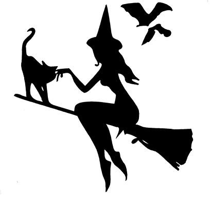 MACMRD Auto Aufkleber 13,9 cm * 14,9 cm Hexe Auf Besenstiel Mit Katze & Fledermäusen Auto Aufkleber Vinyl Aufkleber Schwarz Silber