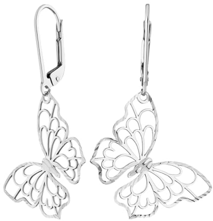 JC Jeweller Carat Damen Ohrringe Echt 925 Silber Rhodiniert Schmetterling Design mit Geschenkbox