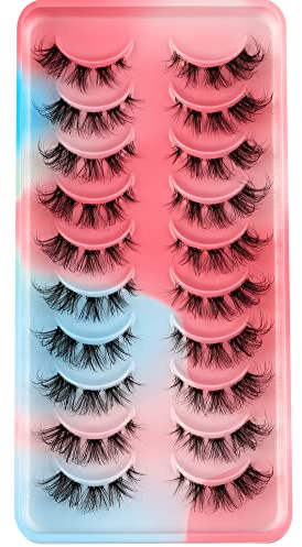 Falsche Wimpern Clear Band Natürlich D Curl Natürliche Cluster Volumen Wimpern Set,10 Paar Natürlich 3D Klebstoff Band KÜnstliche Wimpern(DD14)
