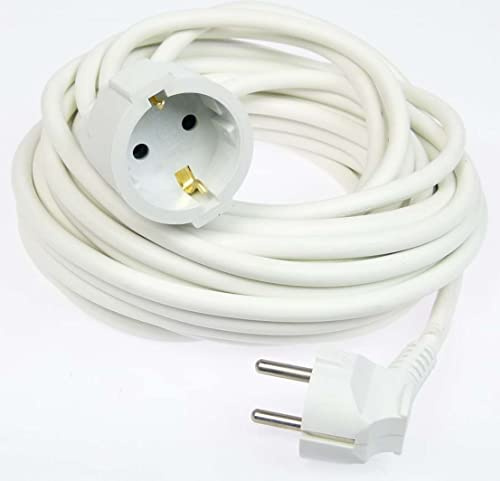 Verlängerungskabel 10 m Weiss 3 x 1,5 qmm Schukokabel Stromkabel Kunststoff Schuko Verängerung mit Winkelstecker