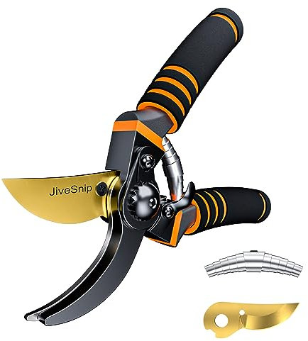 JiveSnip Forbici da Giardino Premium in Titanio - Cesoie da Potatura Professionali Bypass per Piante, Siepi e Fiori (Include forbici + lama)