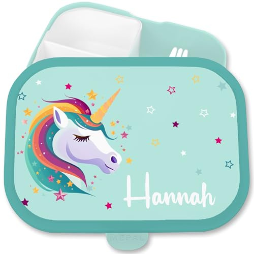 Brotdose Kinder Campus für Mepal - Einhörner - Einhorn Unicorn Fabelwesen - 750 ml - Türkis - vorschulkinder jausenbox mädchen schule einhörnern geschenke zur einschulung