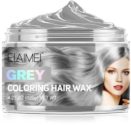 Hair Colour Cera, Cera Temporanea per Capelli, gel colorato per capelli Uomo e Donna Lavabile, Crema Acconciatura Temporanea, acconciatura opaca naturale per la festa.Cosplay, Halloween (Grigio)