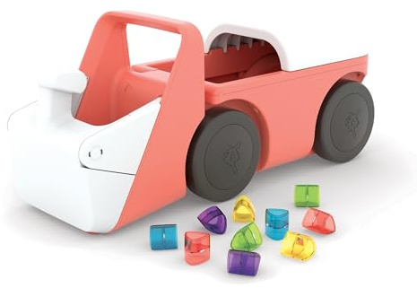 Chillafish Blockie CPBL01FLA 4-Wheel Toddler Ride-On Toy Tidy and Play Function Includes 10 Colourful Building Blocks Educational Toy to Promote Motor Skills and Balance