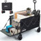 Overmont 300L Folding Festival Trolley Cart - All-terrain Extra Wide Wheels and Brake - Heavy Duty Cart Load up 150KG - with Adjustable Handle & Cover Bag - Wagon for Beach Camping Garden, Black